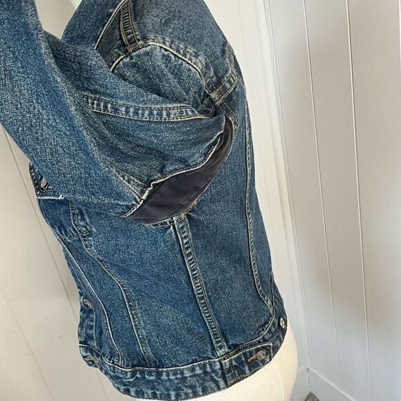 Esprit Womens Size Small Denim Jean Jacket Blue Pockets Long Sleeve Wide Seams - Picture 12 of 16